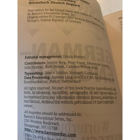 Barron's German-English Dictionary: Worterbuch Deutsch-Englisch 2007 Vinyl Cover - Picture 5 of 5